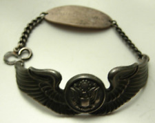 WW2 AAF & Red Cross Sterling ID Bracelet w/ Wing - ERMA C. GROSSE 29483 A.R.C. picture