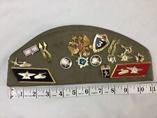 VINTAGE RUSSIAN SOVIET USSR ARMY MILITARY PILOTKA CAP HAT With PINS & PATCHES picture