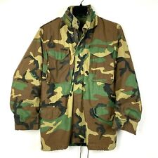 Military Cold Weather Field Coat Jacket Hooded Woodland Camouflage Small Long picture