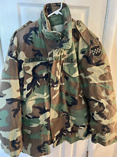 Vintage US Army Cold Weather Woodland Camouflage Field Jacket Size L picture