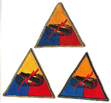 3-DIFFERENT PLAIN ARMOR TRIANGLE PATCHES  C/E BORDERS 2=OD / 1=AG COLOR VARIANTS picture