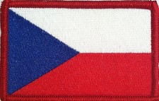 Czech Republic Flag Patch  With Hook Adhesive Fastener Red Border