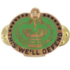 US ARMY DRILL SARGENT PIN THIS WE'LL DEFEND PIN VINTAGE GREEN BRASS SUSCO  picture
