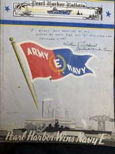 WWII ARMY-NAVY “E” Award, Pearl Harbor Wins Navy “E” Sept. 15, 1942 (368ME)
