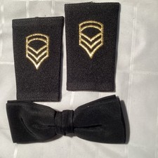 Original Militaria Black Clip-On Bow Tie w/ Embroidered Chevron Shoulder Boards