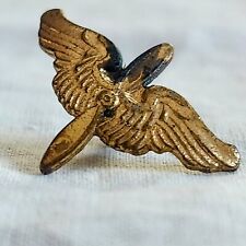 Vintage U.S. Airforce Pilot Screwback Button Pin Wings Brass Lapel Military  picture
