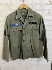 Vintage US Army OG-107 button up shirt s/m vtg army patches distressed grunge picture