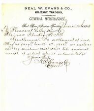 1883 Military Trader NEAL W. EVANS & CO. - Fort Reno, Indian Territory Letter picture