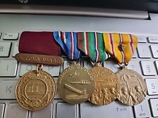 ORIGINAL NAMED + MOUNTED WW2 NAVY WAR SERVICE MEDALS W/ ENGRAVED GOOD CONDUCT picture