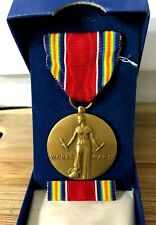  WW2 VICTORY MEDAL IN BOX AND BAR-SEWN BROOCH picture