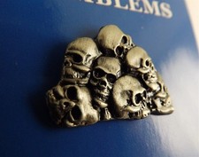FREE SHIP Lapel Pin Pile Of Skulls Skeletons 1"