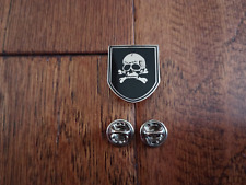 PANZER SKULL AND BONES HAT PIN LAPEL DOUBLE POST PIN picture