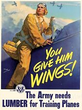 You Give Him Wings 1943 Army Air Force WW2 Training Planes War Poster - 18x24 picture