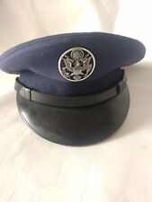 VTG USAF US Air Force Service Man Dress Hat Cap Wool Blend Type I Sz 6-7/8 Blue picture