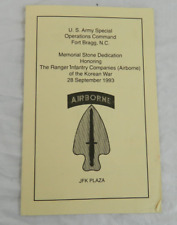  US Army Special OPS CMD Ranger Infantry Co Airborne Korean War Booklet JFK 1993 picture