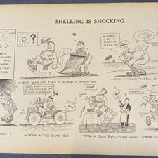 Vintage WWI Stars & Stripes Soldier SHELL SHOCK Cartoon 1918 Military Humor Art