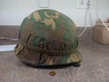 Vietnam Era US M1 Combat Helmet and MP Military Police Liner With Camo Cover picture