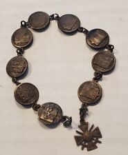 WW1 Soldier's Sweetheart Bracelet 10 medals/badges coat of arms/ City emblems picture