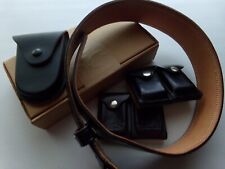 USGI USAF BLACK LEATHER DUTY BELT, REVOLVER HOLSTER, AMMO POUCH, CUFF CASE LOT picture