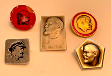 VTG Soviet Union Lenin Communist USSR Pin Badge Lot of 5 Lapel Small 1990s picture
