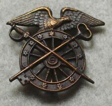 Original World War II U.S. Brass Quartermaster Insignia w/ Intact Attachment Pin picture