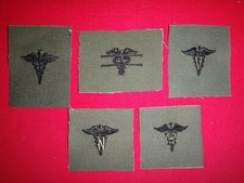 5 US Army Medical Patches: VETERINARY, EXPERT FIELD MED, MED SERVICE, NURSE, MED