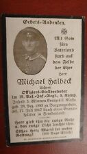 German ww1 soldiers death card MICHAEL HALBECK 19RIR 5KMP Fell 17 July 1917 picture