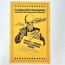 1986 Military Fort Bliss Halloween NCO Club Activities Menu Brochure Texas picture