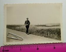 042 WW2 Orig. Photo German Boy Uniform Belt Bag Text 2.5 x 3.5 inch picture