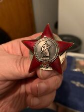 SOVIET RUSSIAN RUSSIA ORDER RED STAR MILITARY AWARD STERLING SILVER MEDAL BADGE picture