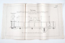 1873 Imperial Russian Army HOSPITAL MEDICAL CARRIAGE Antique Genuine BLUEPRINT