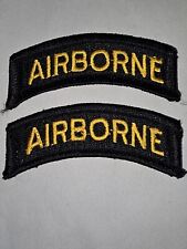 1960s US Army Paratrooper Airborne Infantry Tab Patch Pair L@@K Black & Gold. picture