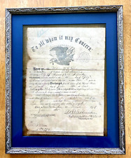 Framed Civil War Infantry Discharge Papers William Henry Harrison Fisher 1865 picture