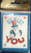 VTG Uncle Sam We Want You 10 Invitation Cards & Envelope 4x3.25" FACTORY SEALED