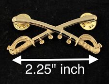 ☀️US Army Cavalry Gold Crossed Sabers Hat Pin, Cav Branch Insignia, Large 2-1/4