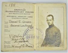 OFFICER IDENTIFICATION CARD 2ND LIEUTENANT D.E. GREEN WW1 AEF - BREWER MAINE picture