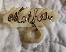 VTG 1940S WWII Mother Pinback Mother Of Pearl Pin Bent Twisted Wire Gold Tone picture