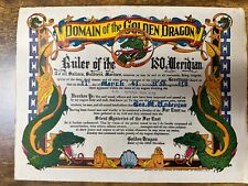 WWII US Navy Domain of the Golden Dragon Certificate Original 1948 GREAT COLOR picture