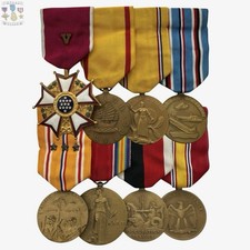 WWII NAVY LEGION OF MERIT MEDAL COMBAT “V” GROUP CHINA ASIATIC AMERICAN CAMPAIGN