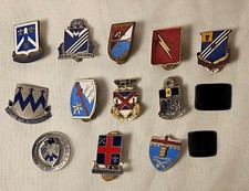 12 Vintage U.S. Army Distinctive Unit Insignia (DUI) Pins Badges Metal Enamel