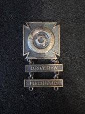 WWII Tank Driver / Mechanic Qualification Badge Marked Sterling 