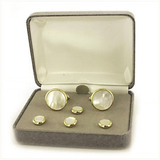 Vanguard NAVY CUFF LINKS AND SHIRT STUDS: GENUINE MOTHER OF PEARL