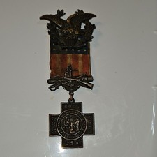 Vintage Spanish War Veterans 1898-1902 Medal W/ American Flag Ribbon 67735 Cuba