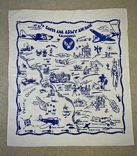 Vintage WWII Cotton Table Cloth Santa Ana Army Air Base 1940s Graphic Funny Rare picture