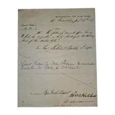 1863 Civil War Fredericksburg IX Corps Order Hawkins Zouaves Hutchins Signed
