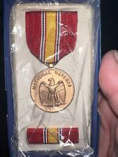 Vintage US National Defense Service Medal Ribbon & Bar Pin Set in Original Box picture