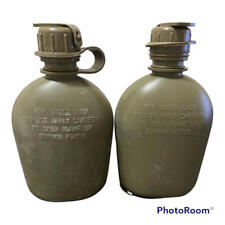 2 Pack US Military 1 Quart OD Hard Plastic Canteen, NBC Cap, Heavy Duty picture