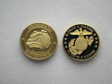  Gold Marine Coin USMC Challenge Coins Militara Nickel Devil Dog USA Token Hobo picture