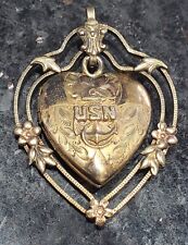 WWII Sterling Silver 1/20 12k GF US Navy Homefront Sweetheart Dangle Locket 1.5
