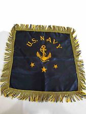 WW2 Vintage Satin Remembrance Navy Blue And Gold Pillow Covers picture